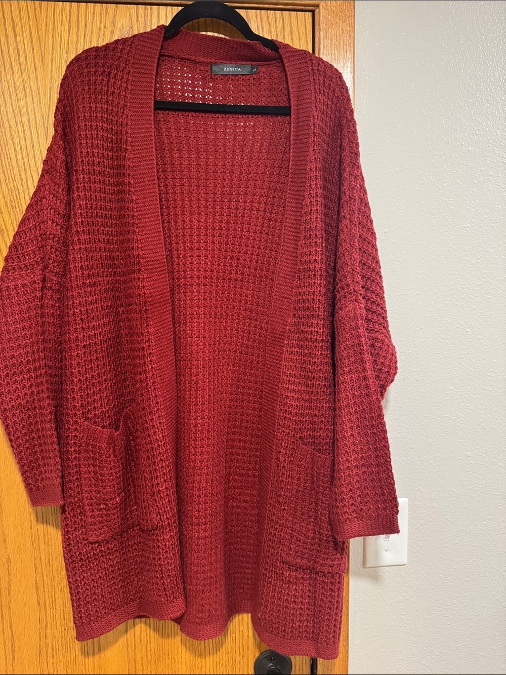 Oversized Cardigan. Brick Red.